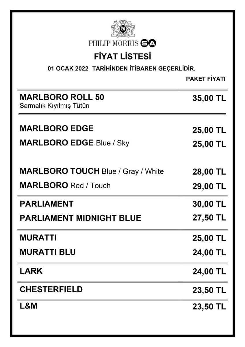 Yeni yıla merhaba parlament 30 tl #sigara #zam #tekel #fiyat