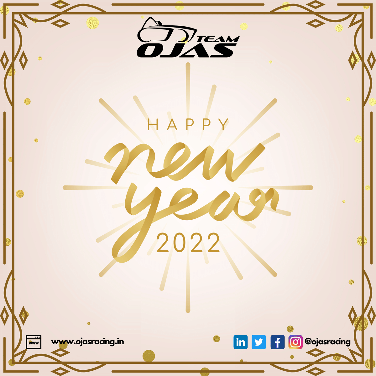 ojasracing's tweet photo. Team Ojas wishes you a very Happy New Year! 🎇🥂🥳

#newyear #newyear2022 #itselectrifying #wespeakelectric #formulastudentelectric #holidaypost #newbeginnings #hny22 https://t.co/WnqLFpL76o