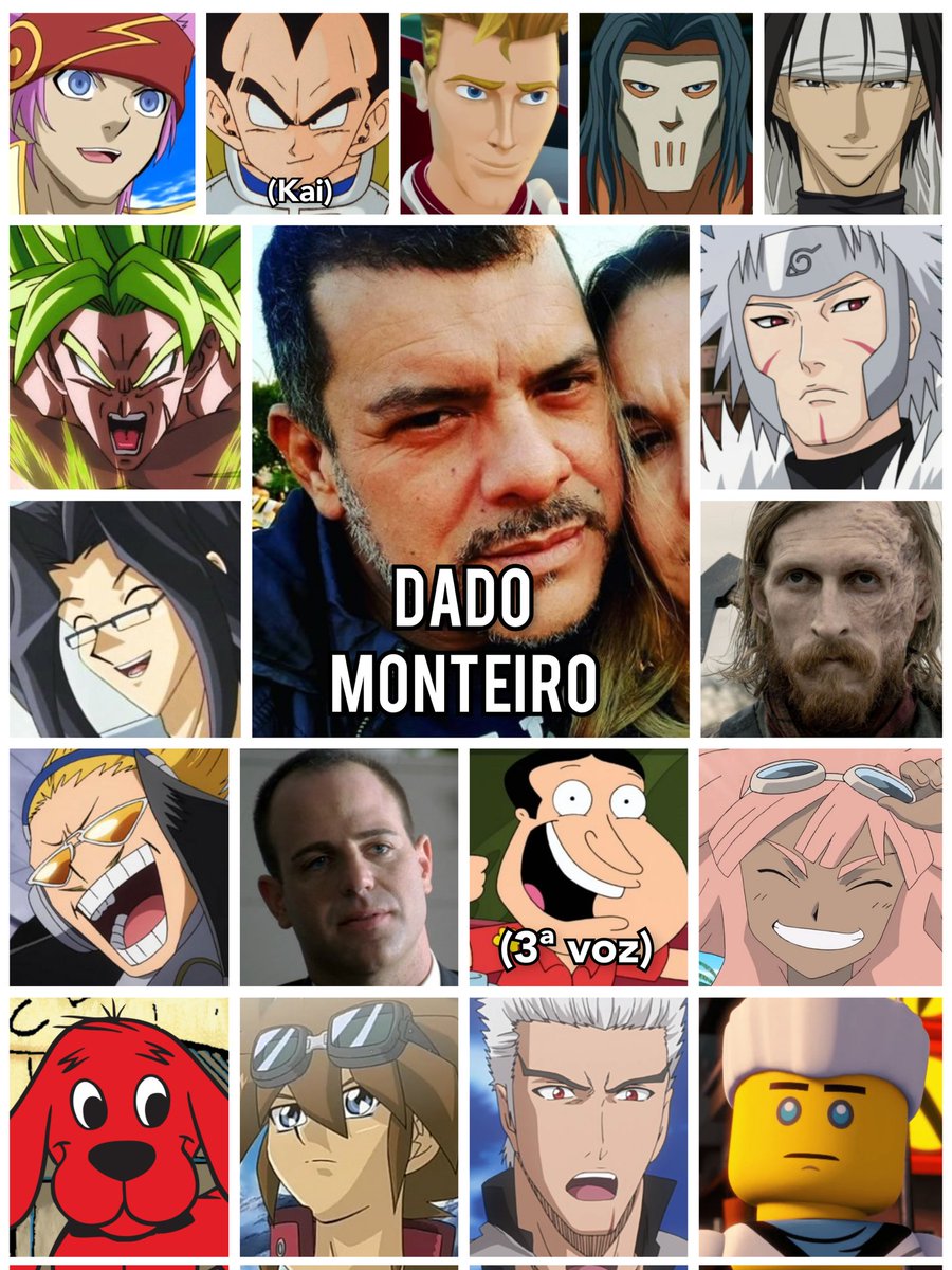 Personagens Com os Mesmos Dubladores! on X: Mega talentoso e dono de uma  absurda versatilidade, o dublador Dado Monteiro é uma máquina de  personagens icônicos! Dado é conhecido por dublar o Broly