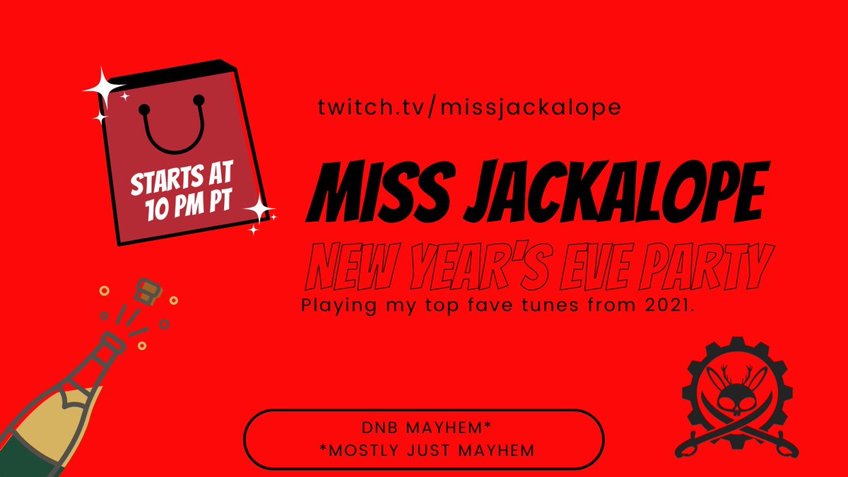 djjackalope's tweet photo. Tonight! Last Twitch DJ set of the year! I don't know what's going to happen. I'm just gonna hit "play". 10PM Pacific to ??? | https://t.co/SBuwJ6KQfg #DNB #Twitch #NYE #dcparrot #DEFCON DJ #shellconLa #brucon #toorcon #codeblue.jp #beercon3 #hackaday @defcon_music https://t.co/c2613a9mE1