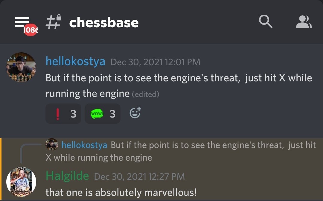 chessdojo's tweet image. Did you know the Dojo has a #chessbase channel!? Link to Discord in our bio 😁