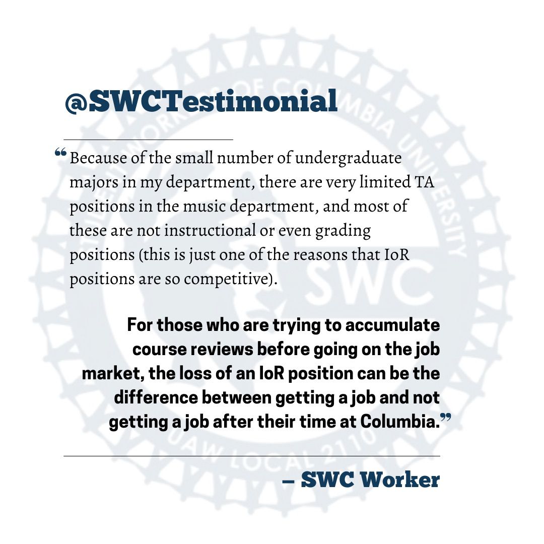 SwcTestimonial's tweet photo. Replacing striking grad instructors this semester will have major financial and professional repercussions for these workers. How is this not retaliation, @Columbia? #CUonStrike #AcademicTwitter #AcademicChatter @SW_Columbia https://t.co/8CMUw2dfLn