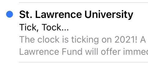 Dear, sweet <a href="/StLawrenceU/">St. Lawrence University</a> , you know just the right words to put in the subject line to grab my attention. #TickTockBodyRock
