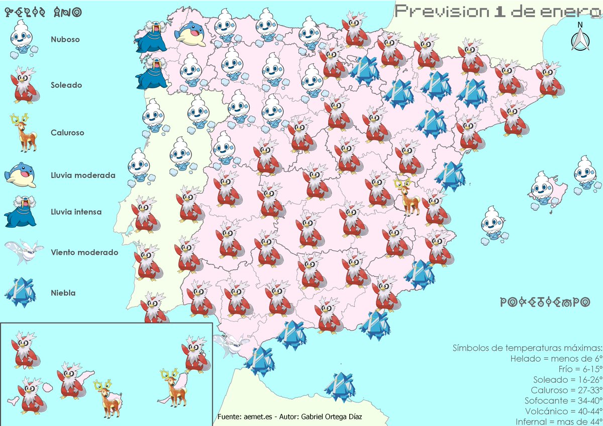 poke_tiempo's tweet photo. ☀️Entraremos en 2022 sin grandes cambios, tiempo estable y temperaturas muy agradables en casi todo el país
🌫️Con nieblas en el valle del Ebro y litoral mediterráneo
🌧️En Galicia llegarán lluvias por la tarde que serán intensas en el litoral
#FelizAñoNuevo 🥂 https://t.co/iM4yIWoH5y