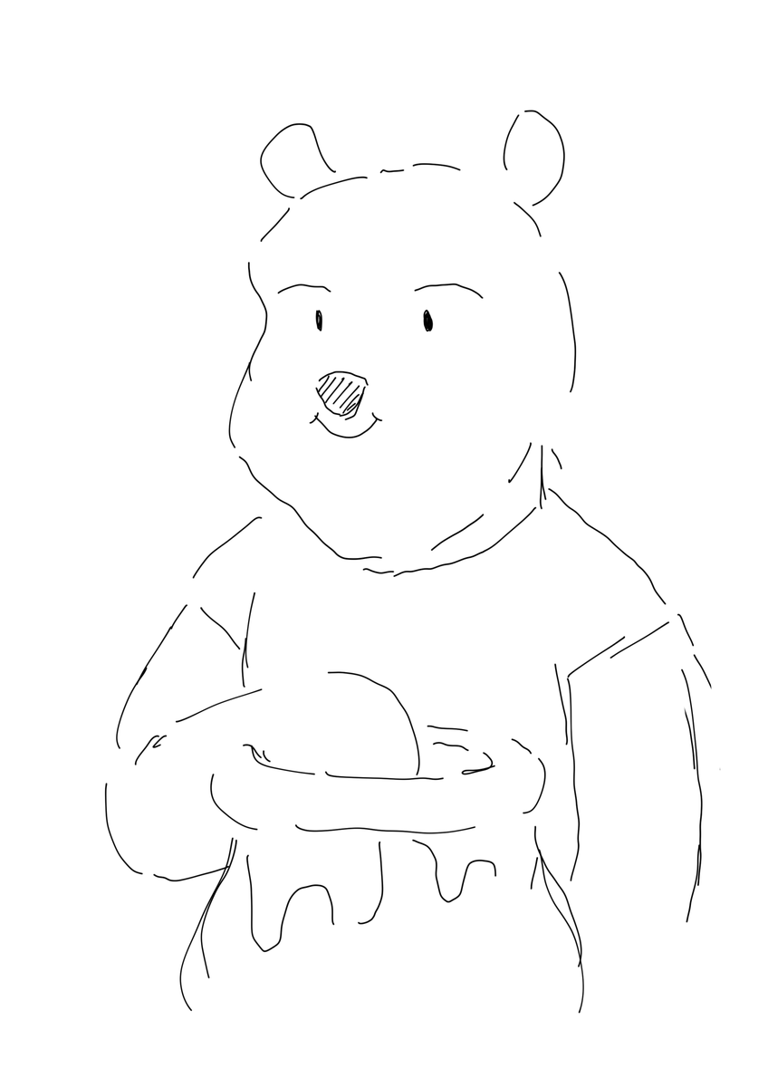 見ないで描いたプーさん 