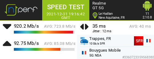 Ari33260's tweet photo. β920247 kb/s β92748 kb/s, β 35 ms / mobile:Bouygues Telecom / #GT5G / #nPerf v2.10.8 /
CIC Mobile - Bouygues Telecom Business Service https://t.co/84r6sGgpWC