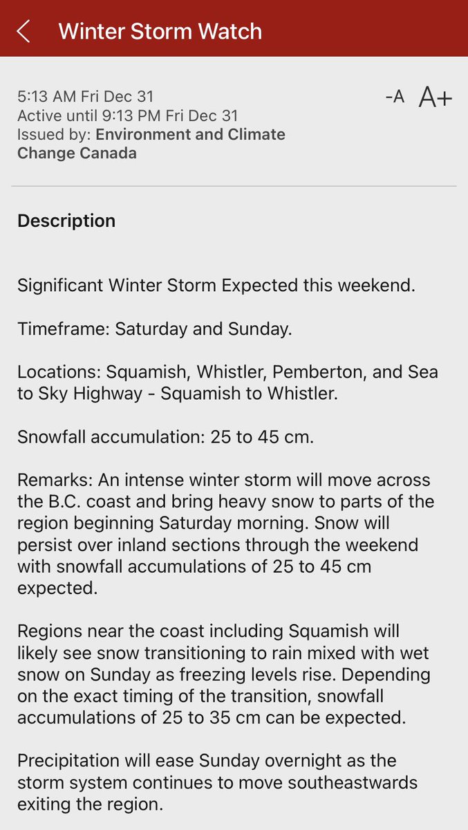 SeatoSkyHighway's tweet photo. ⚠️❄️ A significant winter storm is expected this weekend with 25-45 cm of snow. If you need to be on the road, be prepared, slow down, keep your distance + drive for the conditions. #BCHwy99 #seatosky #seatoskyhwy #Squamish #Whistler https://t.co/k0i5LTuKg7