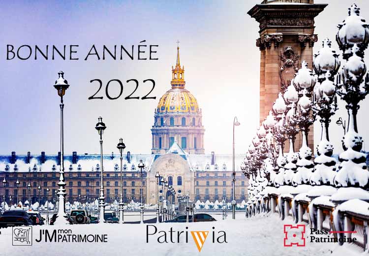 🎉 Toute l'équipe de J'aime mon patrimoine et de #Patrivia vous souhaite une belle et heureuse année #2022 ! 🍾