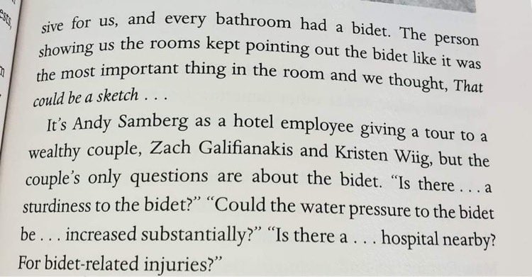 I had an incident today.Soon it’ll be funny,but for now”fuck bidets.” @notthemomma3,who’s literally reading @ColinJost book now says”I feel responsible,read this excerpt.”I would’ve said that noone could make this up,but damnit Colin Jost did!” #DontAsk #IllLive #LikelyConcussed https://t.co/qYUwTv1jGv