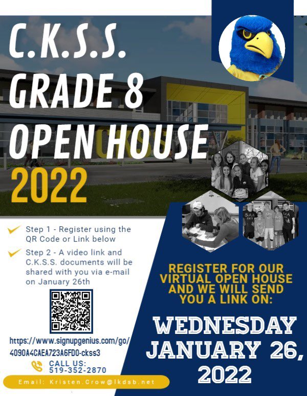 Don’t forget to register for the CKSS Virtual 2022 Open House! Check out the CKSS website for more information and a direct link to sign up!