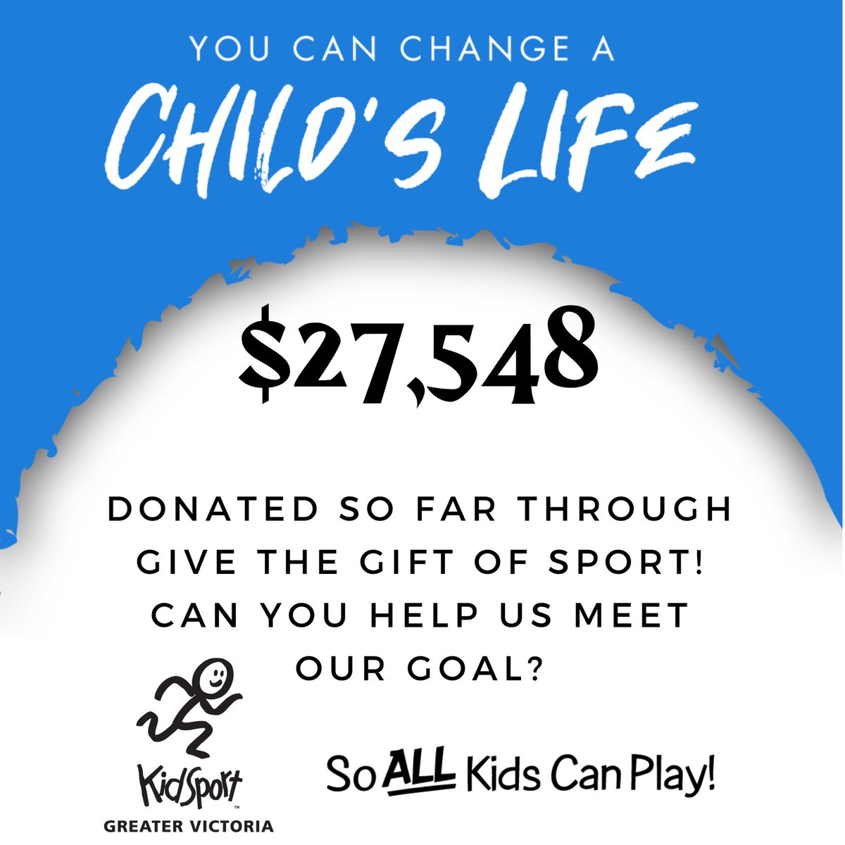 Just a few days to go and we’re getting so close to our $30K 2021 Give the Gift of Sport fundraising goal. Can you help us make it? kidsportvictoria.ca to double your donation thanks to <a href="/peninsulacoop/">Peninsula Co-op</a>’s generous match!

#GivetheGiftofSport #SoALLKidsCanPlay