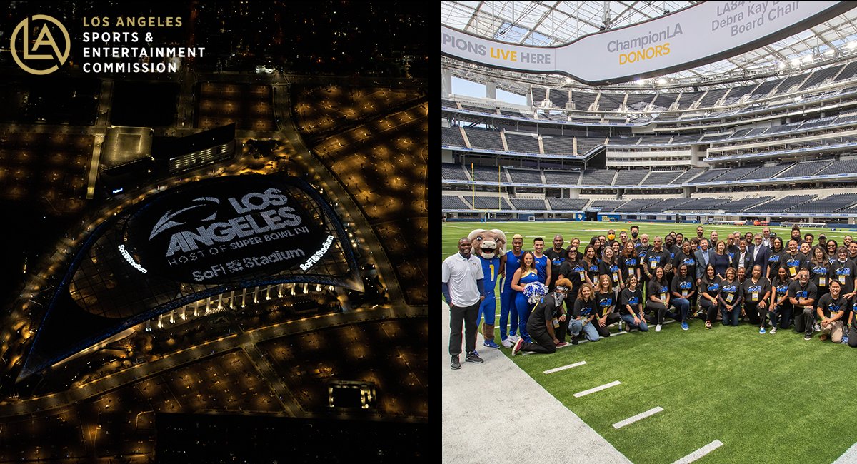 LASEC's tweet photo. We are extremely grateful for your support throughout 2021 and look forward to an exciting year ahead, kicking off with Super Bowl LVI in February! #LASEC #ChampionsShineHere #HappyNewYear https://t.co/laG2qpC6sB