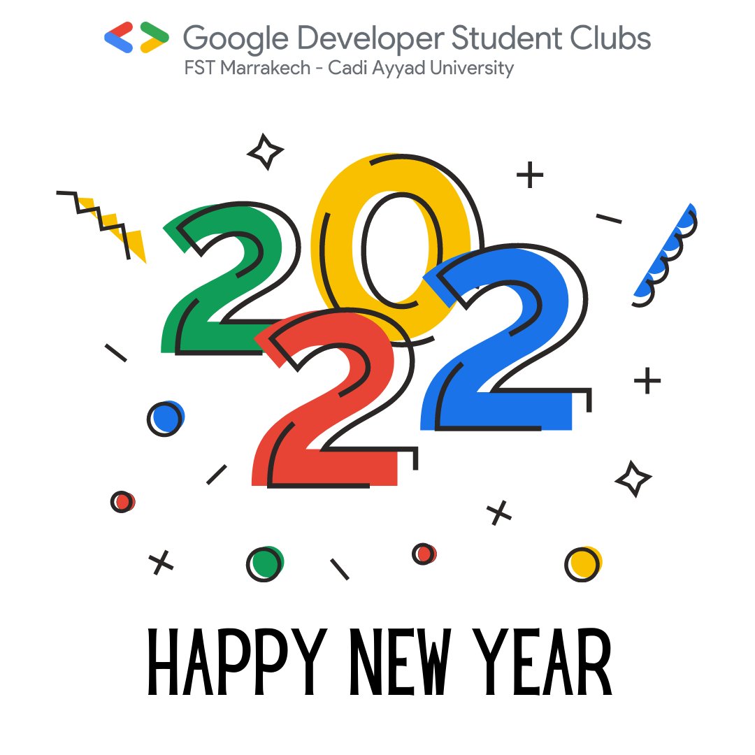 GDSCUCA's tweet photo. We wish you a happy and healthy new year! May this year bring joy, prosperity and good health to you and your loved ones 🎉.
أطيب المتمنيات لكل متابعينا بمناسبة حلول السنة الميلادية 2022. كل عام و أنتم بألف خير🎉.
#HAPPYNEWYEAR 
#GoogleDeveloperStudentClubs 
#GDSCMENA 
#gdscuca https://t.co/HprGpzepIq