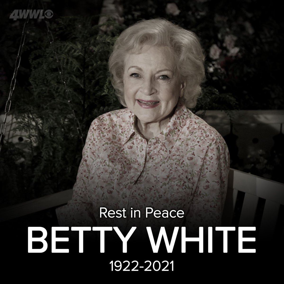 WWLTV's tweet photo. Iconic actress Betty White has died just weeks before her 100th birthday. https://t.co/NM3m9wwI8J
