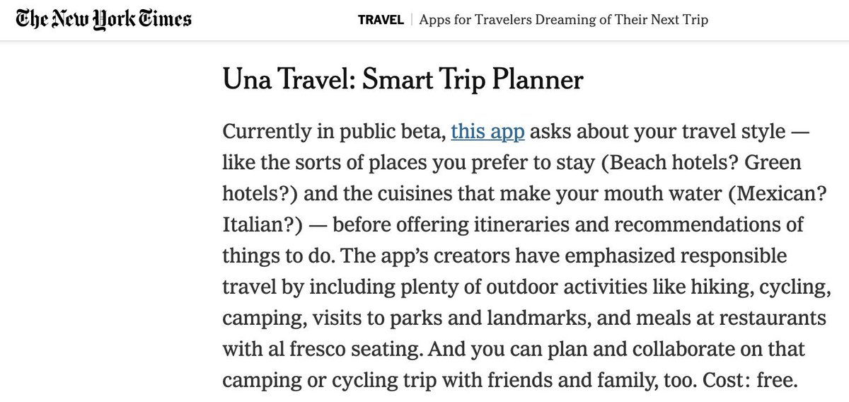 yinyin_liu's tweet photo. The journeys await in the new year, and hope Una can help the most amazing way while you look forward to them in 2022! Wonderful to see the mention of @get_una in @nytimes by @stephronyt! https://t.co/bFmNDxGYG0