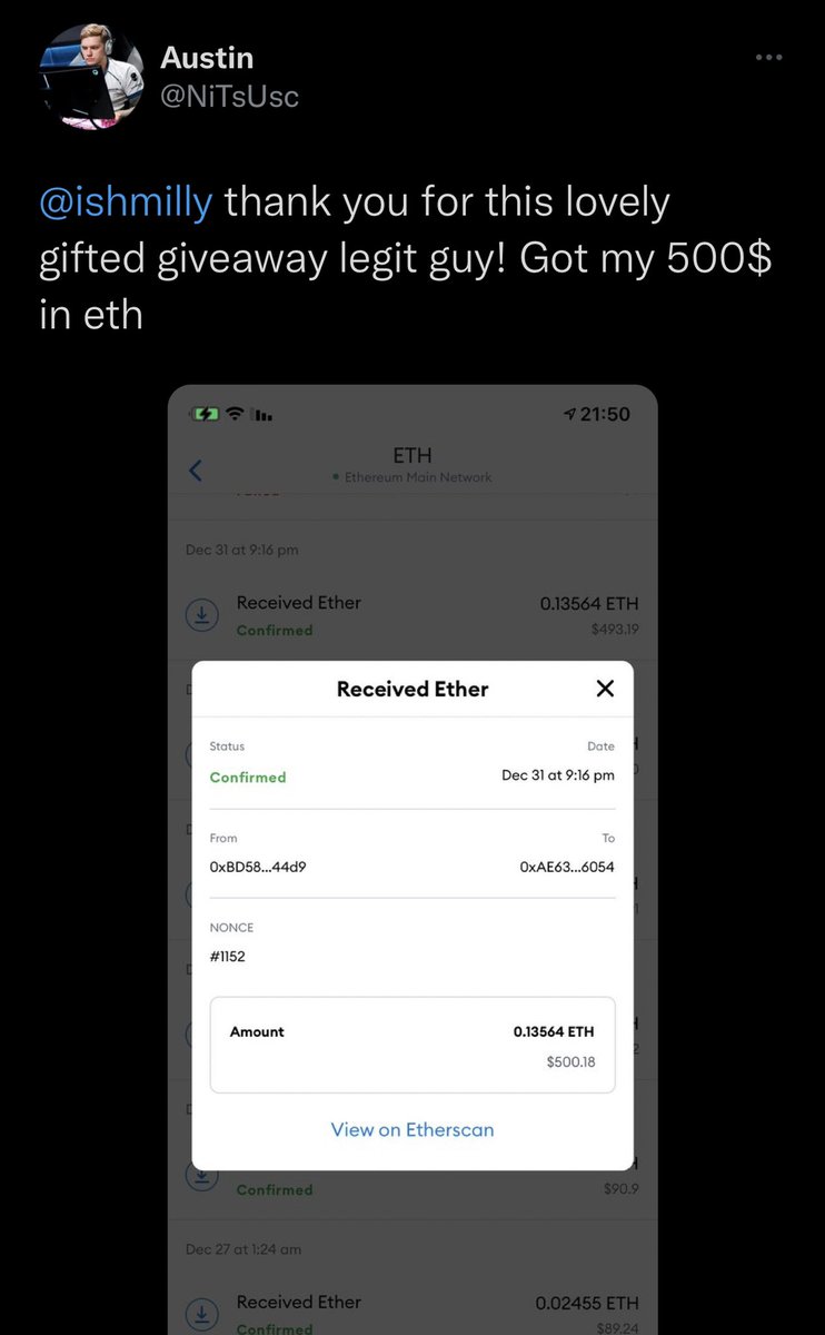Im going to giveaway $2500 in eth to 5 random people that follow me and retweet this message. It’s the least I can do after such an amazing fucking year!
Happy new year y’all.