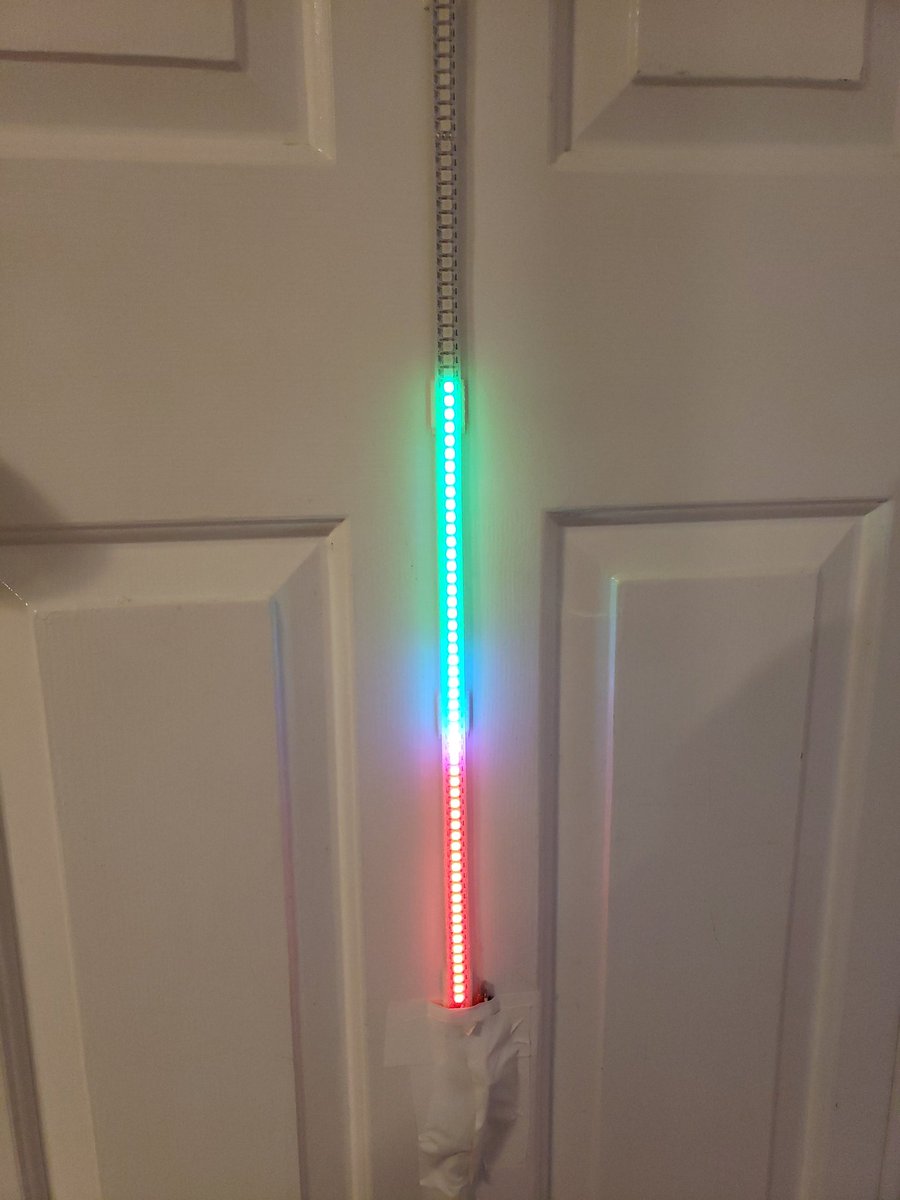 jgspratt's tweet photo. @TechConnectify Part of my 144 LED (for the 1440 mins in a day) color coded clock that even my two-year-old could (he's now three) read. It "burns down" one LED at a time to midnight. Each LED fades one level every minute. It's a progress bar for the whole day. https://t.co/vNBhe3mCwU