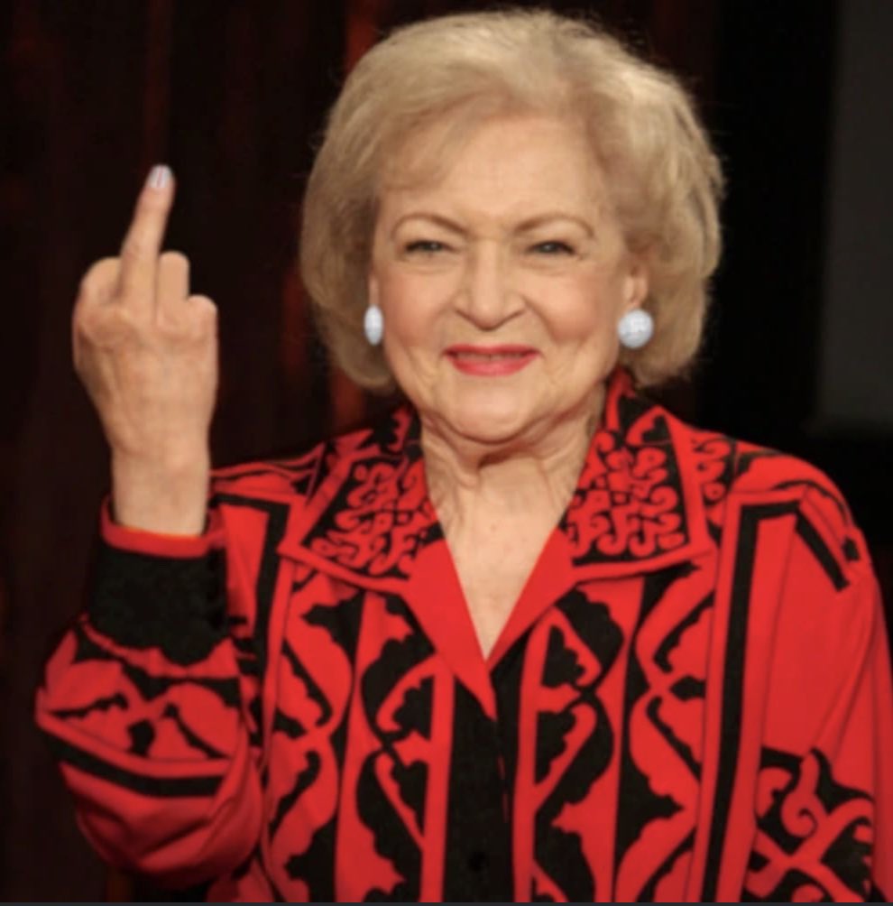 uncle_gong's tweet photo. So sad to hear about Betty White passing just shy of her 100th birthday. 

Apparently this is what she thinks of turning 100. https://t.co/iDLHjyiugo