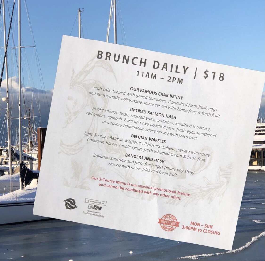 SockeyeCity's tweet photo. New Year’s Eve &amp; New Year’s Day #brunchspecial and three course special #steveston https://t.co/vazcLZ00c3