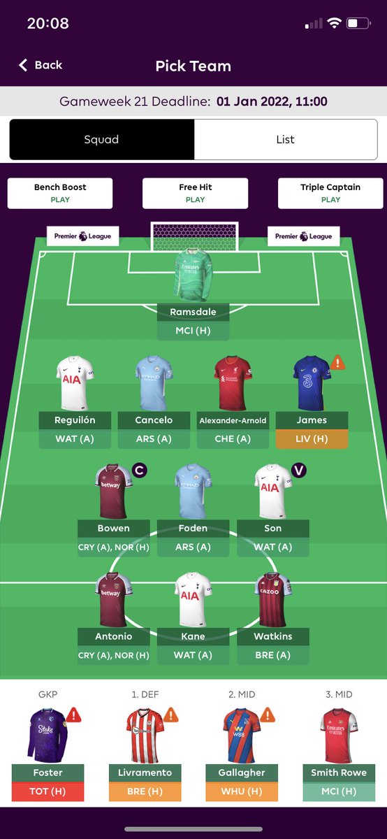 _fpltom's tweet image. My team is fine but I’m seriously considering Free Hit this week Ramsdale, James, Foden and Cancelo not the most amazing picks for this week but my players come back next week with great fixtures.

Does it seem unnecessary or a option to capitalise on this small DGW?