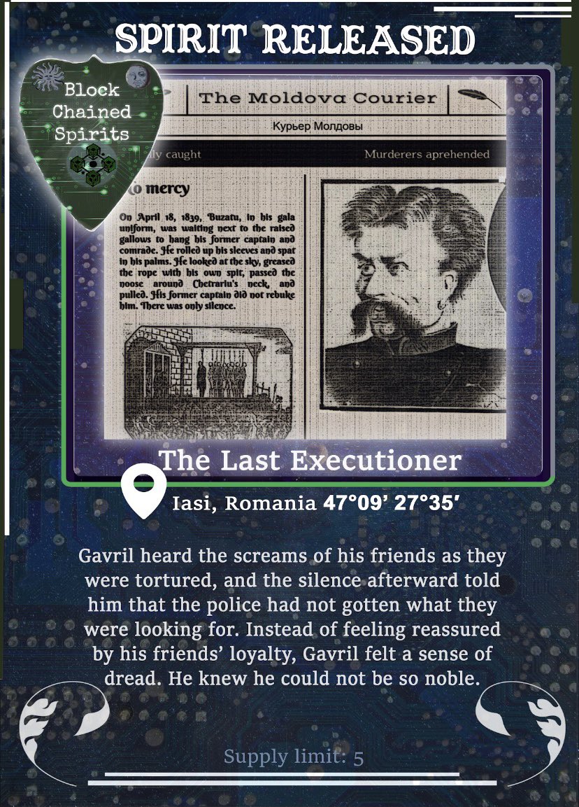 blchaindspirits's tweet photo. Available for minting on https://t.co/8eCuG8DfZh! Check out our first series in our Spirit Cards collection. Each card comes with a narrated story, read by a professional voice actor over around artful images 👾 #NFTCommunity #NFTs #opensea https://t.co/7NLBjAy3C7
