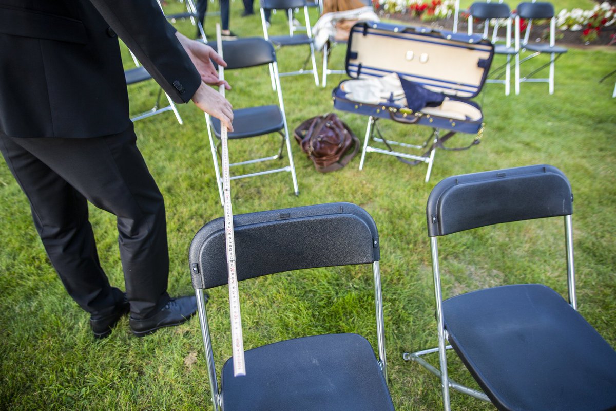 newnotnormal's tweet photo. new* not normal series: Measuring distances between chairs in order to maintain a safe distance between visitors./ Singraven, NL / 08/2020 https://t.co/ceSuQJTxdF
