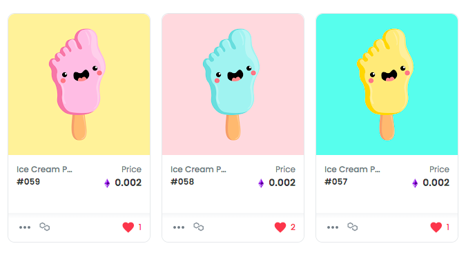 Ice cream Pop Feet minted!🐾🍦
NEW FLAVOURS, NEW SHAPES!
No gas fees!😉🎉⛽️
#nft #opensea #nftartist #nftart #sold #icecream #eth #polygon #matic #nogasfee