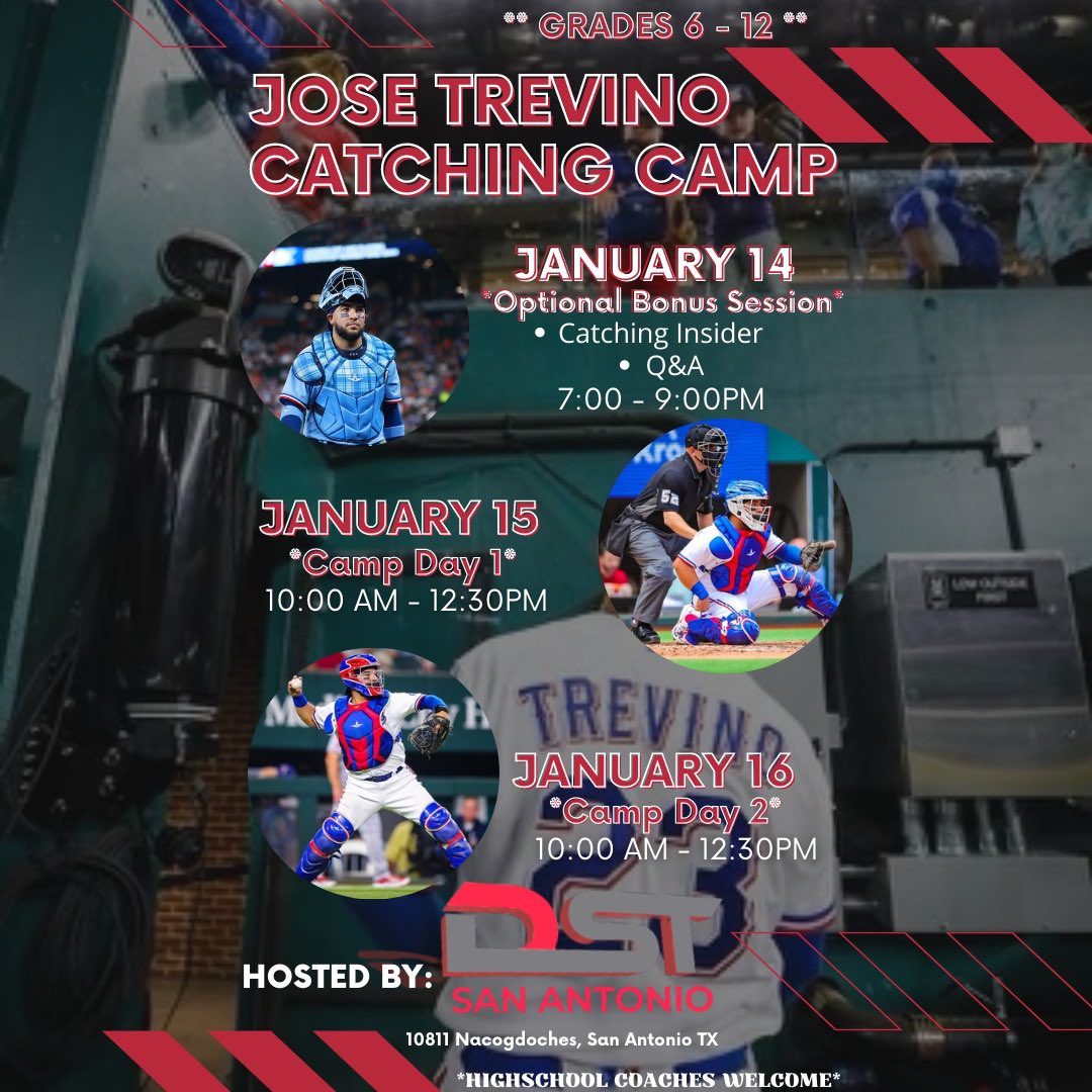 DST_SanAntonio's tweet photo. South Texas come on out! January 14,15,16 click on the link to get all the details! @HipHipJose5 Catching Camp #DSTcatching #DSTtraining
High School Coaches can DM us directly to attend Special Friday night Q&A session.
https://t.co/e4d7MSbGVA https://t.co/2sEru3NVqf