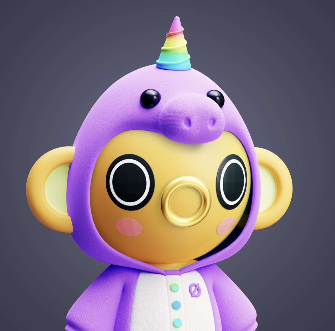 Wonderhands's tweet photo. Miss my sad pineapple buddy, but Shiny Monkey Unicorn Onesie #LuckyZero’s got my back during this mourning 😔 @luckyzeros #NFTs #NFT #PFP #PFPs #newprofilepic https://t.co/fIBalDGn3E