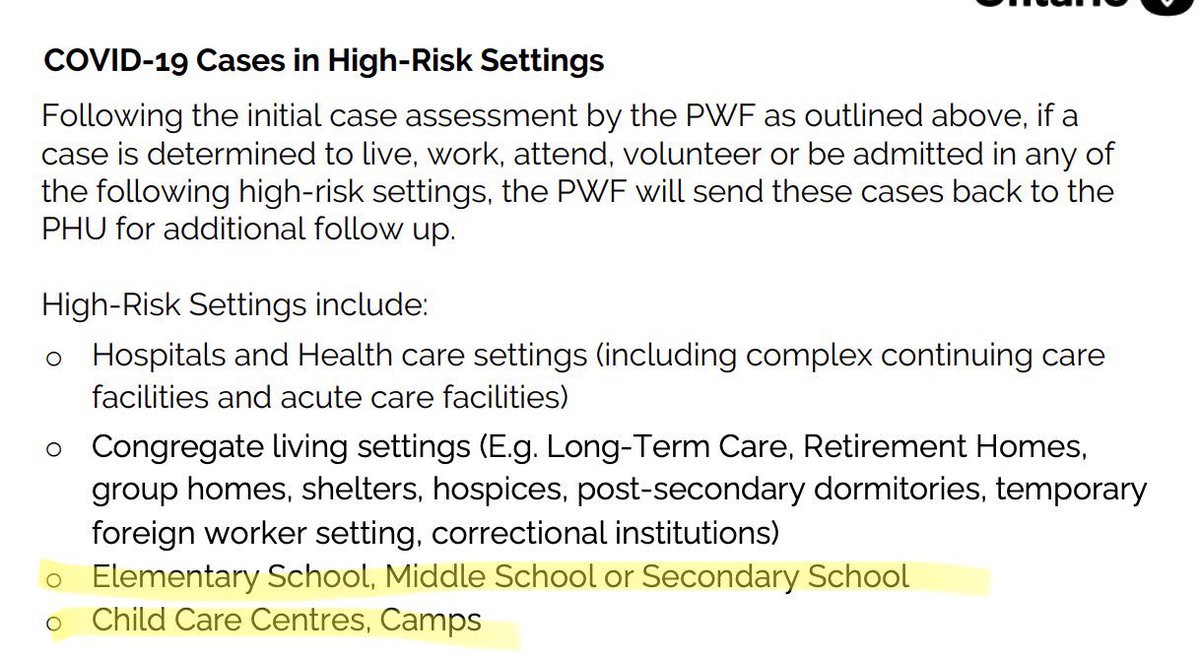 oectagovernor's tweet photo. And just like that…

Schools, child care centres and camps go from “high risk” to no risk. 

(These two documents are less than two weeks apart) https://t.co/d3VExFzz3E