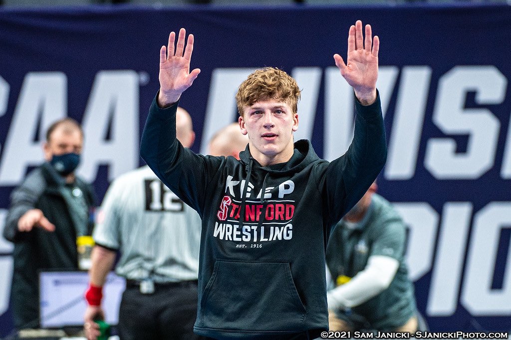 WeAreWrestlers's tweet photo. Best wrestling moment of 2021 🔥

Shane Griffith winning a National title &amp; saving Stanford Wrestling! 

📸: @SJanickiPhoto https://t.co/p0QStBmCky
