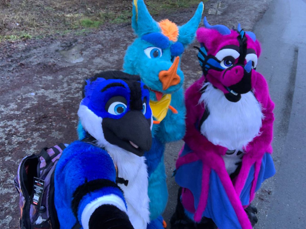 Laxy_Dragon's tweet photo. #FursuitFriday 
"Dirt-hiking" to the new year with @AvalonBlueavian and @BatLycus 
(The photo was taken before our adventure began). Now we have to clean a lot.

Happy new year to everyone. https://t.co/yrbQndvPm5
