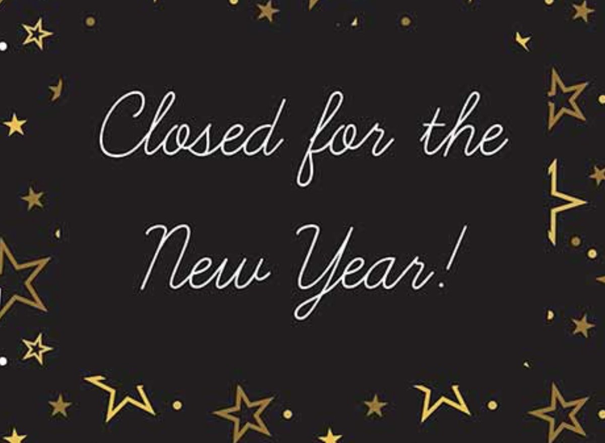 To reward our staff for a long year of hard work, particularly thru the holiday season, we will be closed New Year’s Eve and New Year’s Day. We apologize for any inconvenience and hope you have a safe and happy new year!