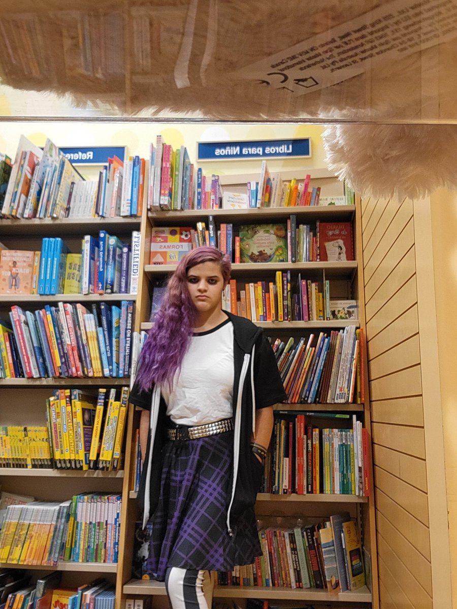 TimBurtonBitch's tweet photo. Did something super Virgil today! Hid in the kids area of Barnes and Noble where it was quiet while calming down and took the cosplay photos there-... the close ups were while in a corner-

Happy birthday to the purple emo himself! @ThomasSanders https://t.co/E4zoaSBq95