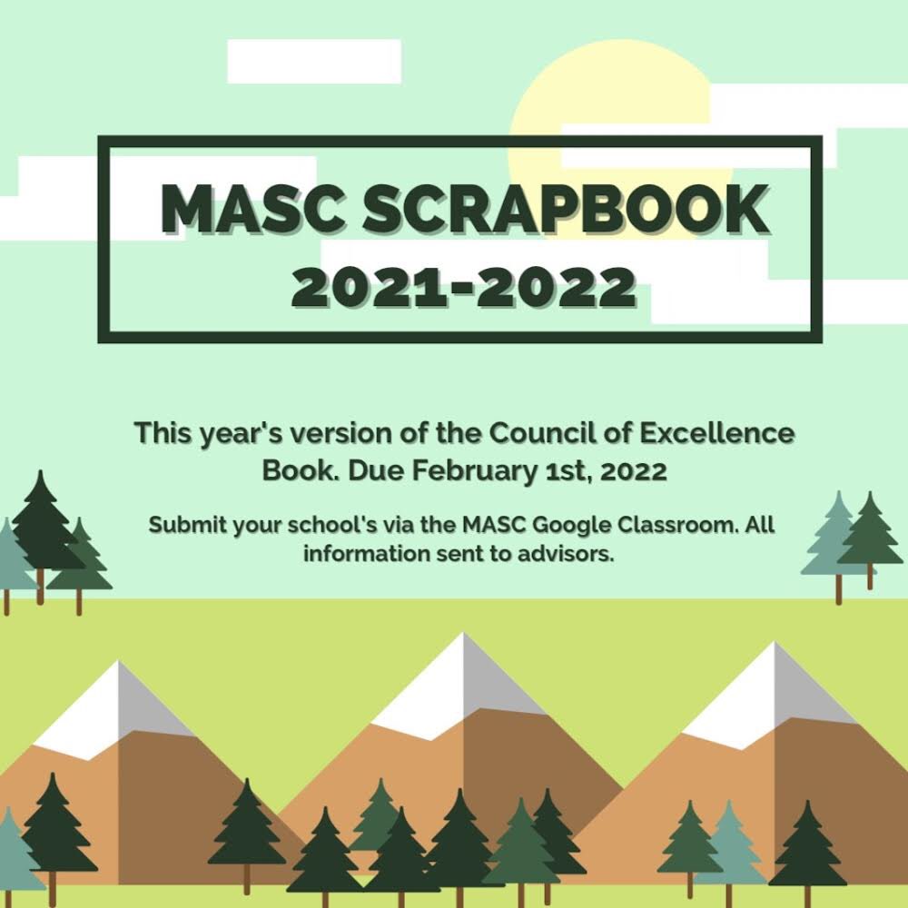 Hey MASC!! Get ready for this great opportunity to celebrate your Student Council this year! Advisers…be on the lookout for an email with the instructions on how to complete your Scrapbook. 🚙🚐🚙🚐🚙🚐🤓