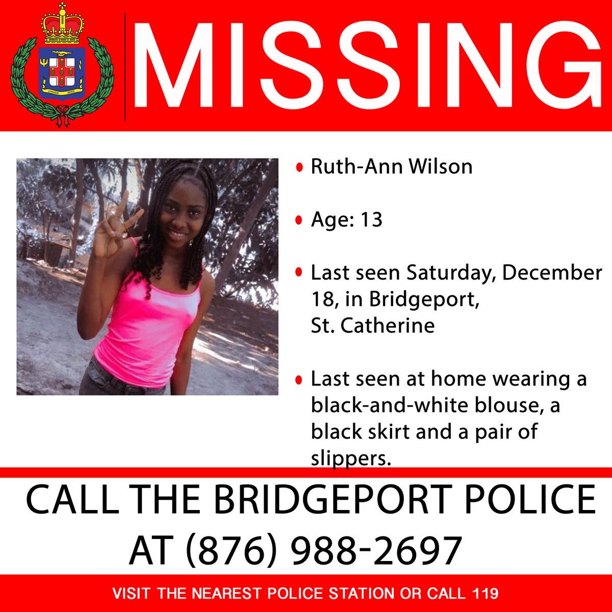 JamaicaConstab's tweet photo. Help us bring this missing child home. If seen, contact the Bridgeport Police or call 119. https://t.co/R6tXjN4w7S
