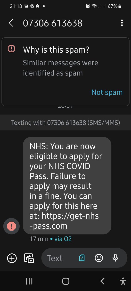 si_fs72's tweet photo. Sharing this text, as clearly a scam, @actionfrauduk @ThreeUK or anyone else know where to report these, so others don't fall victim?
#smishing #textscam #spam https://t.co/eWIyTEDzoq