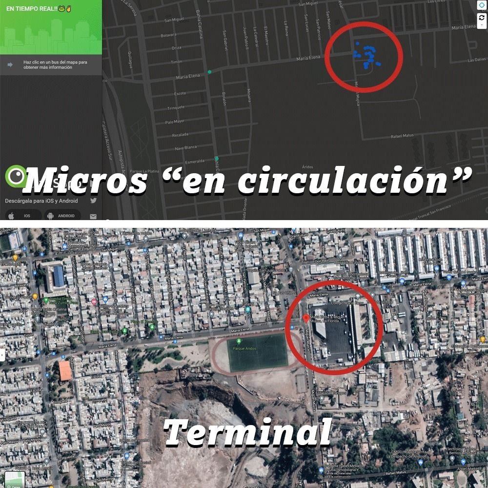 JulianMaciasT's tweet photo. 🚌 La aplicación Transapp geolocaliza los autobuses que están en circulación en Chile. Estas son algunas de las capturas de autobuses que deberían estar en ruta, pero estuvieron aparcados. #SueltenLasMicros
#Elecciones2021CL https://t.co/3lA31UVx31