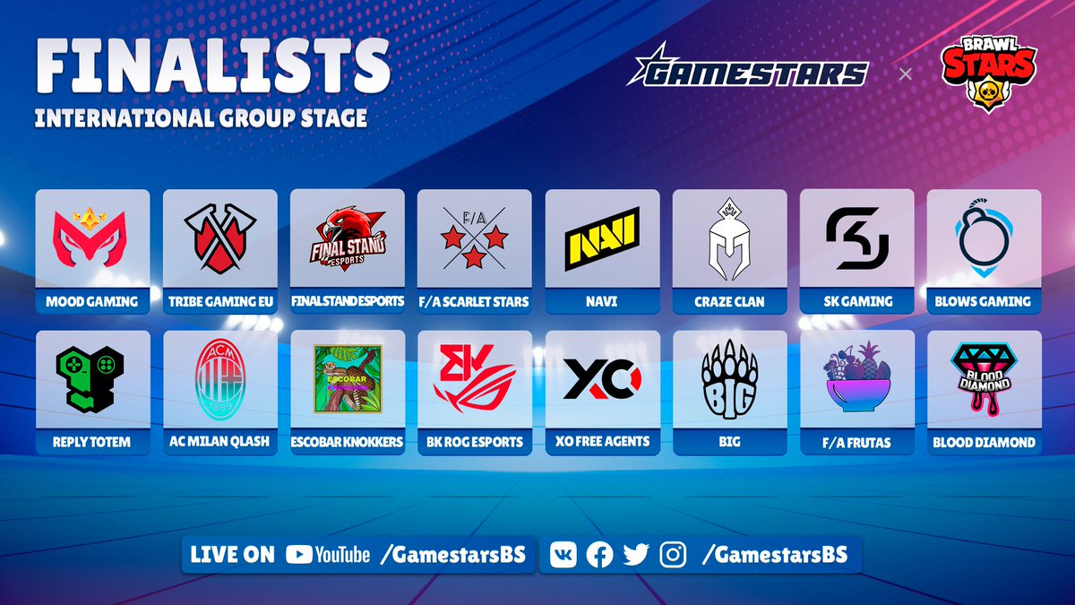 Here they are - the finalists! Teams hold their final arena tickets, surrounded by loud applause 👏🏻

#Gamestars #BrawlStars #Esports