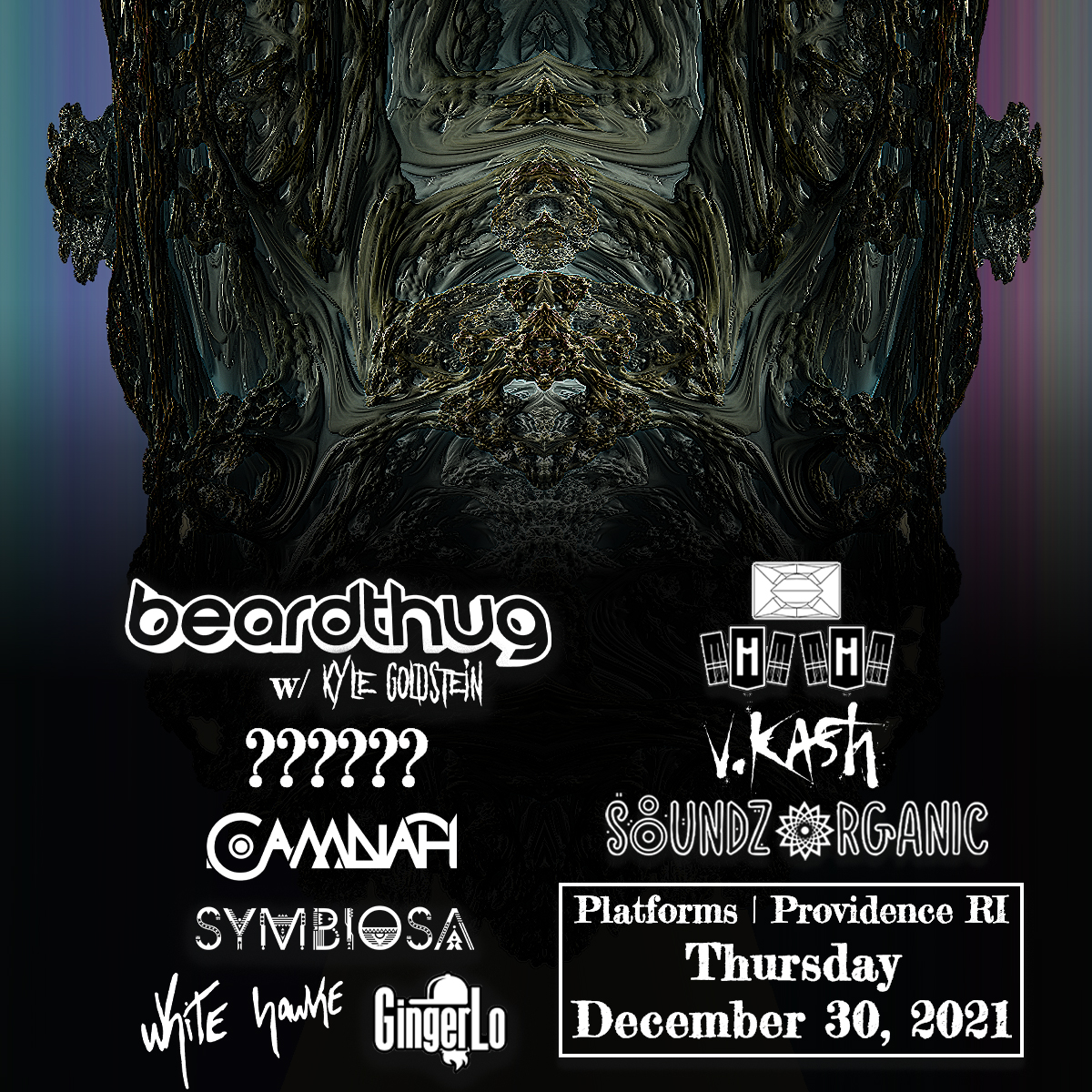 soundzorganic's tweet photo. Providence! We decide to add one more show to help Platforms raise money for the New Year!
We will be partying on the Eve of New Years Eve with @beardthug ????? @camnah_dub @Symbiosa_Bass #WhiteHawke and #Gingerlo
Visuals provided by #VKash https://t.co/616UC9UqPL