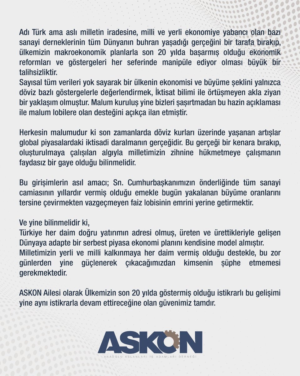 ASKON's tweet photo. Güçlü Türkiye'nin yeni Ekonomi Modeline inanıyoruz.

"ASKON Ailesi olarak Ülkemizin son 20 yılda göstermiş olduğu istikrarlı bu gelişimi yine aynı istikrarla devam ettireceğine olan güvenimiz tamdır." https://t.co/wuCw72L7iC