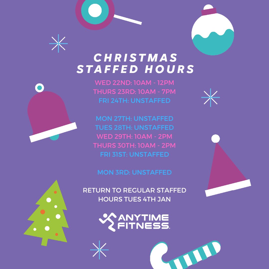 AnytimeFitPM's tweet photo. 𝐂𝐇𝐑𝐈𝐒𝐓𝐌𝐀𝐒 𝐖𝐄𝐄𝐊 𝐈𝐒 𝐇𝐄𝐑𝐄 🎅🏼🎄🌟
While our elves aren't running off to the North Pole just yet, they will be working some different hours to usual between now &amp; the New Year so please take note! Please email portmelbourne@anytimefitness.com.au if you need us. https://t.co/tTQz0k0ZZN