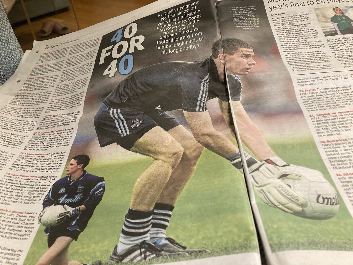 SeanKellyMEP's tweet photo. Only, now, got around to reading @ConorMcKn @IndoSport fine article/tribute to the greatest goalkeeper in #GAA history, a man of great deeds & few words & most admirable sportsman_ @Dubs_gaa #StephenCluxton from the great @ParnellsGAA club. Well done Conor. @officialgaa https://t.co/X0zJlbbY6x