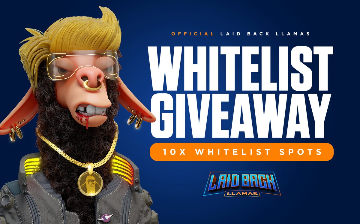 Laid Back Llamas Giveaway! 💎

We’re giving away 10 WHITELISTS!

To enter: 
1️⃣ Like and Retweet
2️⃣ Follow us <a href="/LaidBackLlamas/">Laid Back Llamas</a>
3️⃣ Join Discord discord.gg/laidbackllamas
4️⃣ Tag 4 frens on this post 

⏰ 48hrs - Good luck! #LBL #NFT