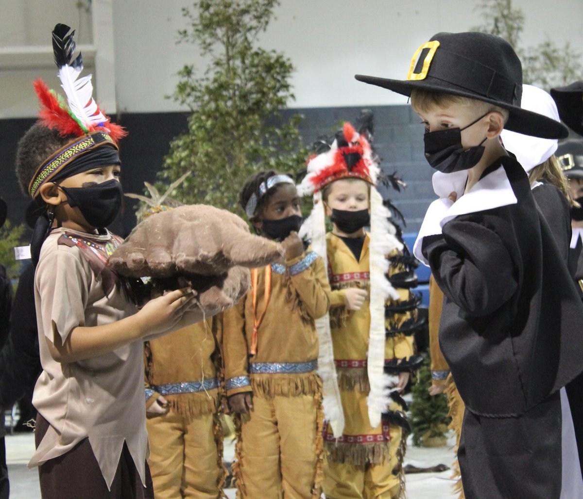EmmyNawjoopinga's tweet photo. Yikes! Ridgecroft Kindergarden and 1st grade performed “the first Thanksgiving” on Dec. 16, 2021. Located in Ahoskie, NC. Contact:
Jennifer Rose: Kindergarten, &
Carson Perry: 1st Grade at
252-332-2964.
#NotYourCostume #Unthanksgiving #nationaldayofmourning #NativeAppropriation https://t.co/SIG0UAo7rX