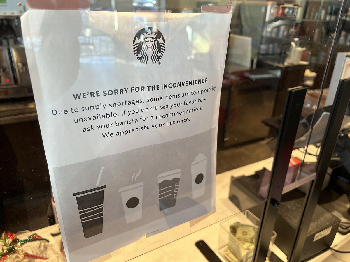 RonRuggless's tweet photo. At least my @Starbucks Christmas blend isn’t clogged in the supply chain. #StillWarning https://t.co/edsAkB1lFR