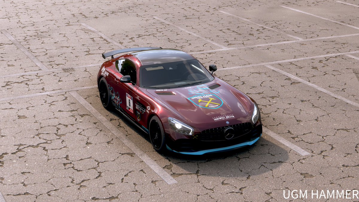 SVR_HAMMER's tweet photo. Ok so with all the talk of plain colour paints and painting hack software, I am just going to paint what makes me happy. 
I present my @WestHam livery shared in @ForzaHorizon 5 on the 2017 @MercedesAMG AMG GT-R 
Share Code: 272 708 130
#ForzaHorizon5 #forzashare #Mercedes #amg https://t.co/hbo9ke5o4h