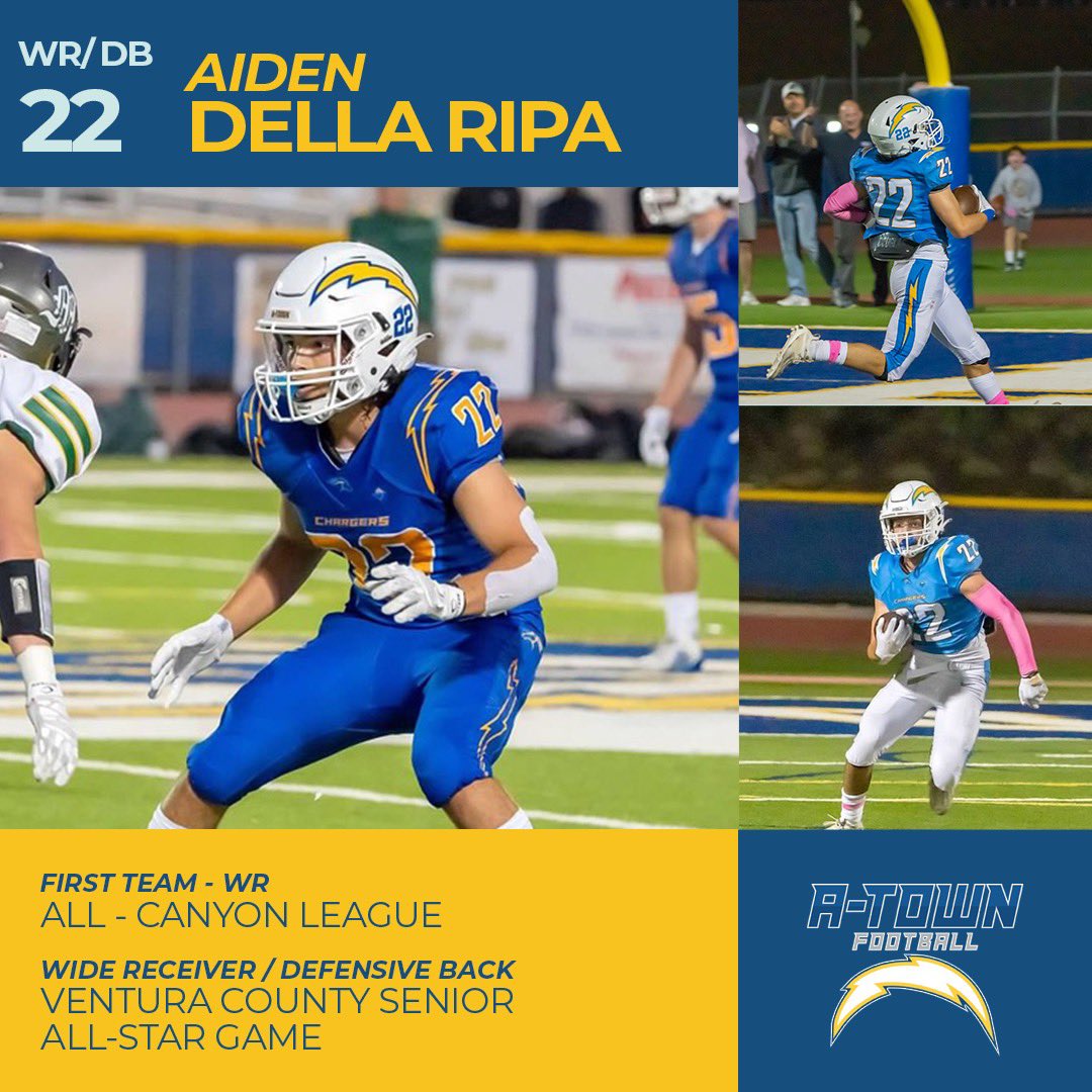 Atownfootball's tweet photo. Congrats Aiden! @AHS_Chargers @CoachCroick @TheAcornSports #postseasonawards @AidenDR22 https://t.co/Hq4wSh6qVJ