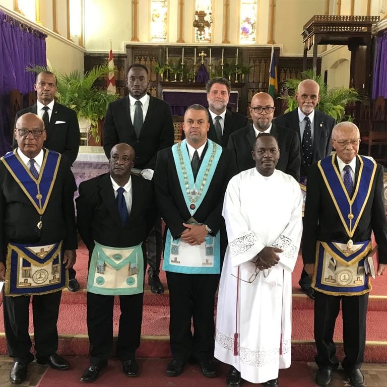 dglbec's tweet photo. The WM, WBro Damon Taylor and Brethren of St George Lodge No 2616 EC attended a Church Service on Sunday, December 12, 2021 to celebrate the 125th Anniversary of the Lodge.
#Freemasonry
#DGLBEC
#Masons
#StVincent https://t.co/lbZKdof36o