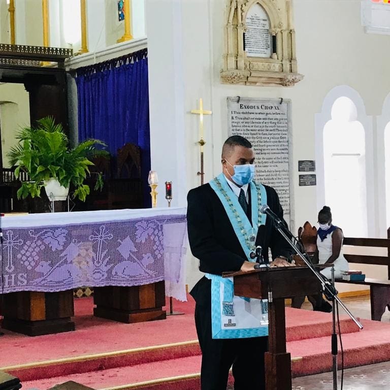 dglbec's tweet photo. The WM, WBro Damon Taylor and Brethren of St George Lodge No 2616 EC attended a Church Service on Sunday, December 12, 2021 to celebrate the 125th Anniversary of the Lodge.
#Freemasonry
#DGLBEC
#Masons
#StVincent https://t.co/lbZKdof36o